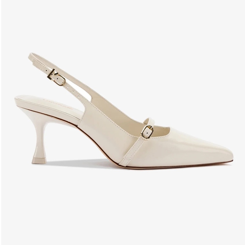 Larroude Ines Pump in Ivory Leather